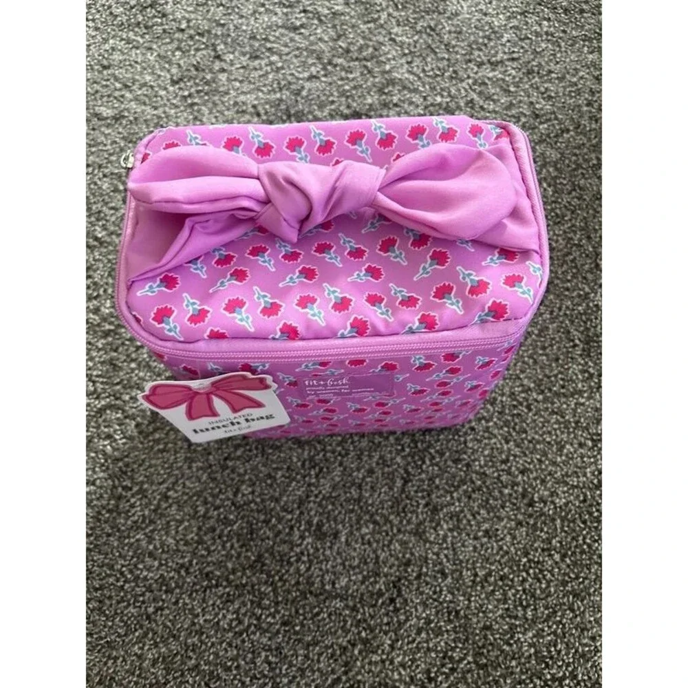Insulated lunch bag pink bow